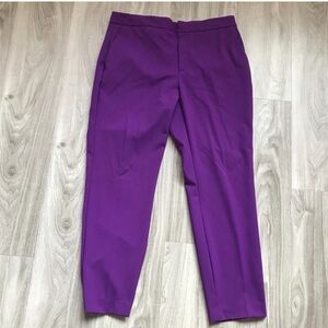 Zara Dress Pants Purple Flat Front Crop Trouserd Womens 8